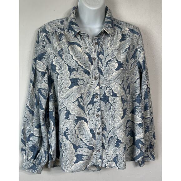 Pilcro Letterpress Shirt Women’s Size Small Sigourney Corduroy Button Down Blue - Picture 3 of 12